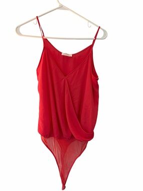 vestique Pink Draped V-Neck Bodysuit